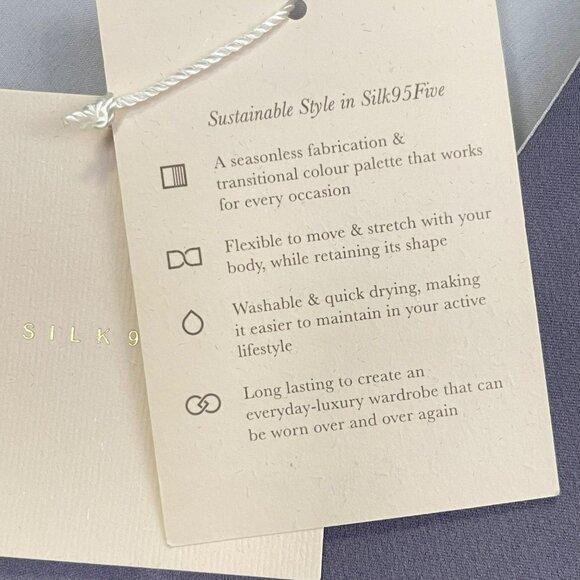 Silk95five Washable Silk V Neck Gray Sleeveless Midi Sheath Dress Small NWT - Picture 4 of 5